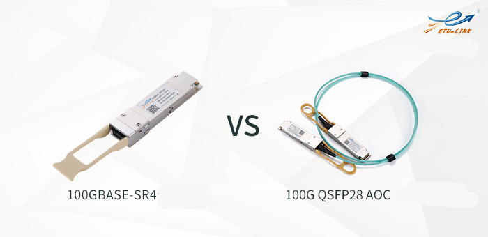 сравнение 100GBASE-SR4 оптический модуль и 100G QSFP + AOC активный оптический кабель